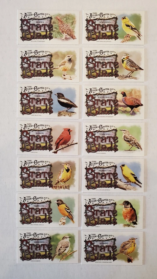 2025 Topps Allen & Ginter — МИНИ-ВСТАВКИ STATE BIRDS — карта Nos 1–50 — на ваш выбор - Изображение 1 из 1