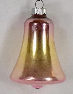 Shiny Brite Christmas Ornament Bell Pink Gold Ombré Vintage #1265 - Picture 1 of 8