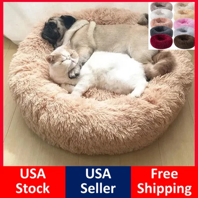Cama para perros donut cama para gatos cama calmante nido redondo cálido suave esponjoso Foto 1 de 4