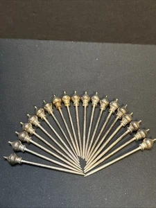 Vintage Stoli Vodka Silver Plated Metal Cocktail Olive Appetizer Picks Set of 19 - Picture 1 of 4