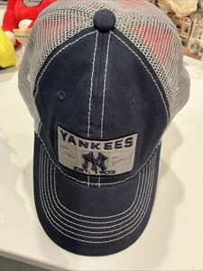 NY Yankees Hat Cap Logo Cooper Tires Mesh Adjustable NAVY/GRAY - Picture 1 of 8