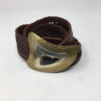 Cinturón de cuero trenzado marrón Chico's S/M Foto 1 de 4