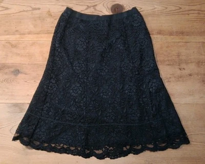 Falda midi vintage Y2K antigua azul marino justo debajo de la cintura para mujer 6 negra forrada encaje gótico Foto 1 de 4