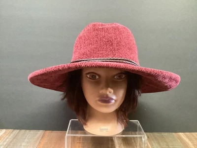 OLIVE & PIQUE Packable Colette Fedora Hat burgundy braided hat band - Image 1 of 4