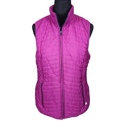 T by Talbots Womens Quilted Puffer Vest Purple Full Zip Lightweight Layer - Image 1 of 4