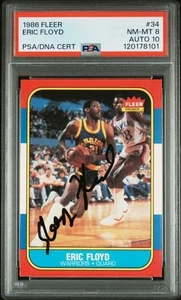 1986 Fleer AUTOGRAPH Eric Sleepy Floyd Signed RC #34 PSA 8 PSA/DNA Auto 10 - Picture 1 of 2