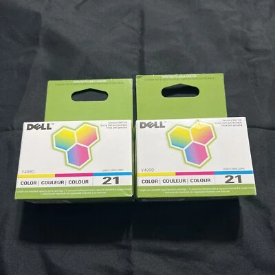 2 Genuine Dell 21 ~ Color Ink Cartridge ~ New In Box - Image 1 of 4