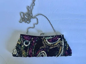 Bolso de noche vintage VECCELI ITALY con cuentas y lentejuelas - Imagen 1 de 5