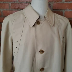 Vintage 60 London Fog Maincoats MOD w Grommets Khaki Short Trench Coat 38 Reg - Picture 1 of 12