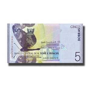 San Tome 5 Dobras Banknote Stempelglanz - Bild 1 von 3