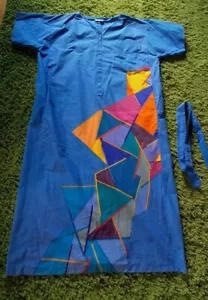maxi abito vintage MARIMEKKO anni 60 70 cotone taglia L con cintura - Foto 1 di 6