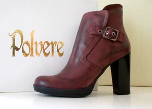 POLVERE stivaletti donna Made in Italy in Pelle bordeaux con tacco Eu-40 €95,00 - Foto 1 di 20
