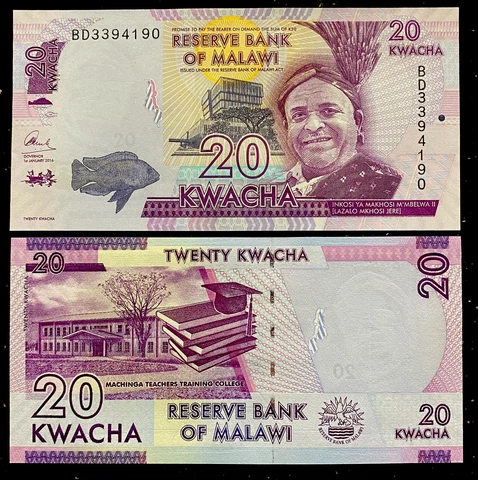 Malawi 20 Kwacha 2016 World Paper Money Uncirculated Banknote FREE SHIPPING!!!! Cover