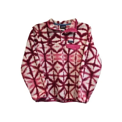 Patagonia Pink Shibori Synchilla Snap T Fleece Tie Dye Pullover Women's Large - Image 1 of 4