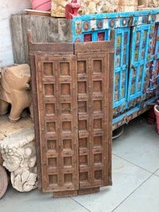 1700 Ancient Hand Carved Wooden Block Design Window Door Ceiling Panel 46 x 22'' - Picture 1 of 14