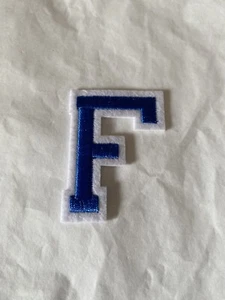 ALPHABET LETTERS EMBROIDERED IRON ON BADGE SEW ON PATCH BLUE APPLIQUE “F” - Picture 1 of 1