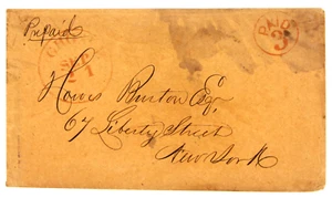 Highgate, VT. Red CDS with matching Paid 3 in circle on 1850's Franklin Co. DPO - Picture 1 of 2