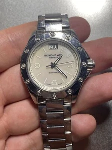 RAYMOND WEIL SS WATCH WITH MOTHER OF PEARL DIAL AND DIAMOND BEZEL MODEL 6170 - Picture 1 of 10