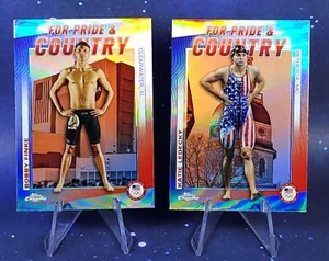 Katie Ledecky & Bobby Finke 2024 Topps Chrome Olympic Team USA 1500 Meter Champs - Picture 1 of 12
