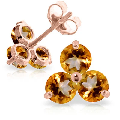 1.5 Carat 14K Solid Rose Gold Joelle Citrine Stud Earrings - Image 1 of 3