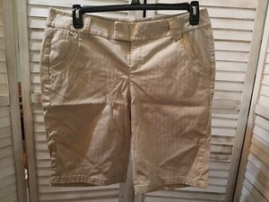 Dkny Womens Shorts Size 14 Biege Small Pinstripes Pockets Stretch Mid Rise - Picture 1 of 9