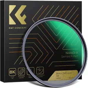 K&F Concept 1/8 Black-Mist Filter Black Diffusion Soft Glow Diffuser Lens Filter - Picture 1 of 21