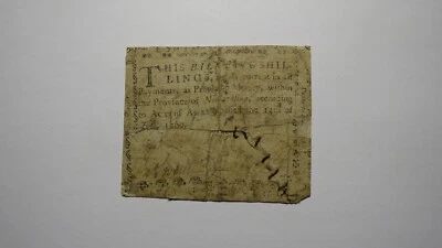 1760 Five Shillings North Carolina NC Colonial Currency Bank Note Bill 5s  - Image 1 of 2