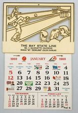 1969 Die Cut Silhouette White Plastic Plaque Bowling Salesman Sample Calendar