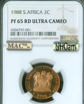 1985 SOUTH AFRICA 2 CENTS NGC PF65 RED UCAM MAC SPOTLESS . - Image 1 of 2