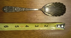 Vintage S Kirk & Son Sterling Silver Rose Sugar Shell Spoon 6 1/8" No Monos - Picture 1 of 7