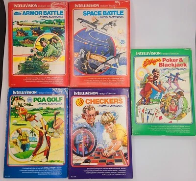 Lot Vtg Intellivision PGAGolf,Armor Battle,Space Battle,Poker/Blackjack,Checkers - Image 1 of 4