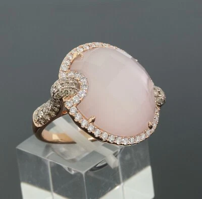 Anillo Doves By Doron Paloma Cuarzo Rosa Blanco/Champán Diamantes Talla 5 Oro Rosa Foto 1 de 4