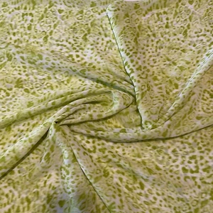Green Animal Leopard Print Chiffon Georgette Poly Print Fabric - By the Yard - Picture 1 of 1