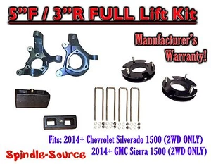 5" / 3" Spindle LIFT KIT FOR 2014 -16 Chevrolet Silverado GMC Sierra 1500 2WD - Foto 1 di 2