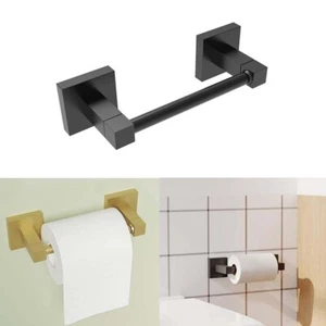 Toilet Roll Holder Square Wall Mounted Tissue Roll Holder Paper Stand Black Gold - Picture 1 of 22