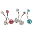 5PCS 1.8mm Belly Bars Crystal Gem Navel Ring Stainless Steel Body Jewellery