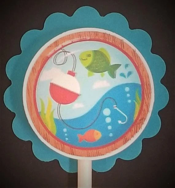 Juego de 24 adornos para cupcakes Go Fish Theme Foto 1 de 1