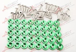 40 PC GREEN BILLET ALUMINUM FENDER/BUMPER WASHER/BOLT ENGINE BAY DRESS UP KIT - Picture 1 of 3
