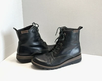 JOSEF SEIBEL Lina Women's Black Leather Boots Lace & Zip Casual Fur Lined Sz 9.5 - Image 1 of 4