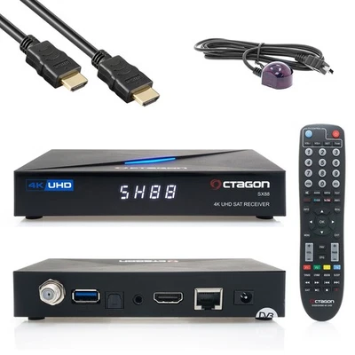 OCTAGON SX88 4K UHD S2+IP Multistream SAT Receiver + 150 Mbits Wifi Stick - Bild 1 von 4