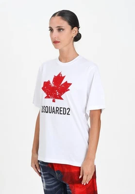 DSQUARED2 Camiseta Mujer Blanco Camiseta Manga Corta Camiseta De Con L - Imagen 1 de 4