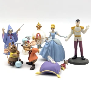 Cinderella Mini Figures Full Complete Set of 7 Choco Egg Tomy Used - Picture 1 of 21