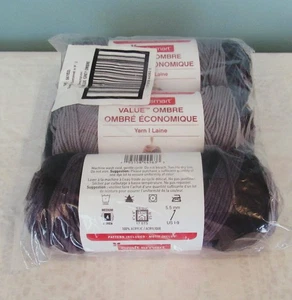 CRAFTSMART VALUE OMBRE ACRYLIC YARN  4 PLY 4 OZ. LOT OF 3 GREY OMBRE SEALED - Picture 1 of 2