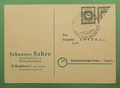 DR WHO 1945 GERMANY IMPERF BISECT RADEBEUL SLOGAN CANCEL POSTCARD w22473 - Image 1 of 2