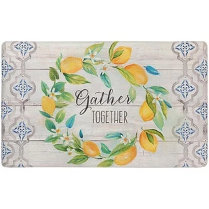 Cozy Living Lemon Wreath Gather Together Runner Anti-Fatigue Kitchen Mat, Non... - Picture 1 of 9