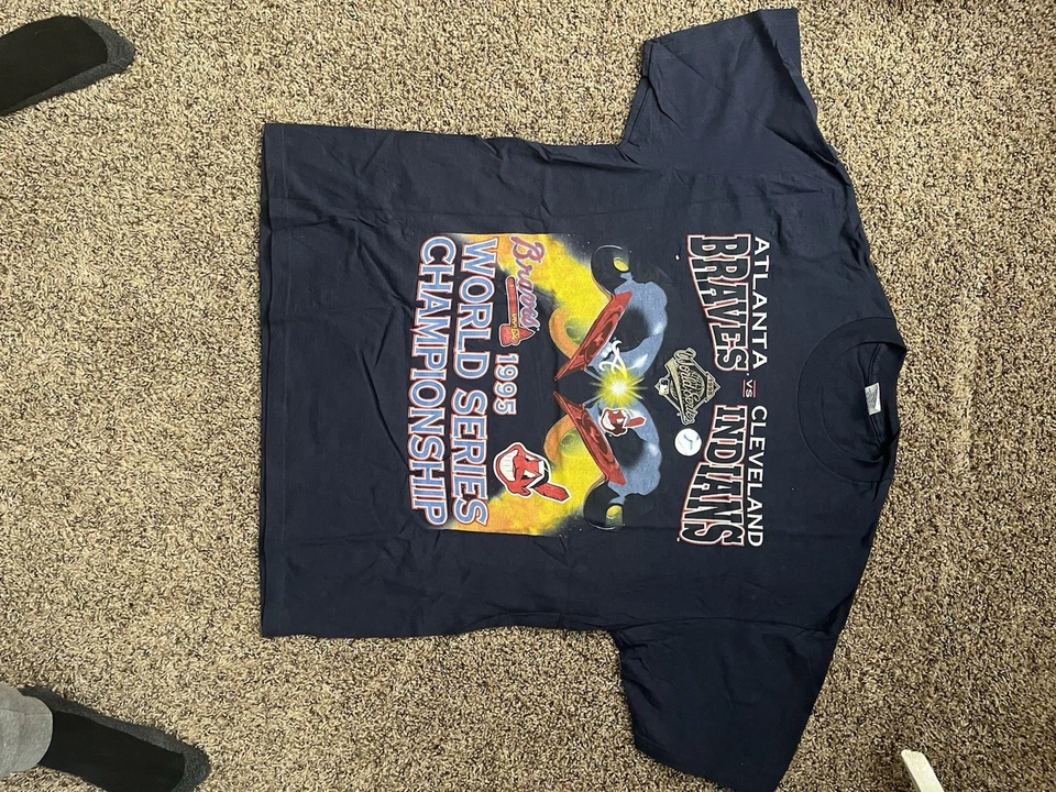 1995 MLB Atlanta Braves vs Cleveland Indians Serie Mundial Camiseta XL Foto 1 de 1