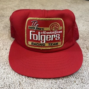 Vintage T.G Sheppard Folgers Racing Team Patch Hat Snapback Trucker Cap USA New - Picture 1 of 2