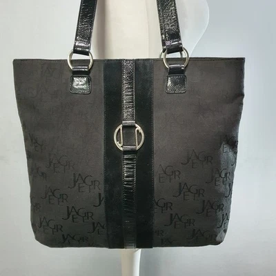 Bolso de Mano JAEGER Slouchy Hobo Dos Tonos Monograma Retro Shopper Hombro Logo Foto 1 de 4