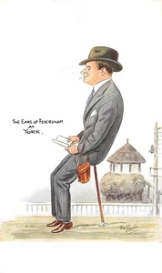 HORSE RACING  CARTOON CARICATURE TH EARL OF  FEVERSHAM  AT YORK - Picture 1 of 1