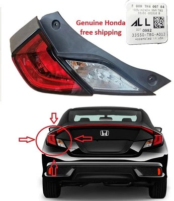 OEM 2016-2019 Honda Civic Coupe LH Left Driver Side Halogen Tail Light Lamp - Image 1 of 4